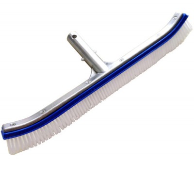 Swimming pool cleaning wall brush with aluminum back