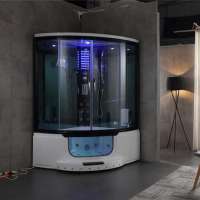 New Design Tempered Glass Steam Sauna Shower Room with Jacuzzi and Colorful Lights